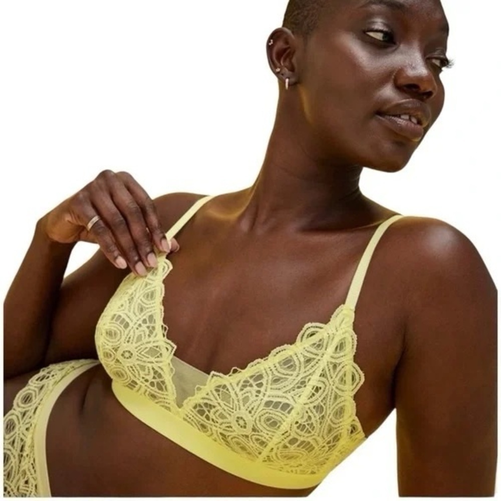 ThirdLove Boho Lace Triangle Bralette in Yellow, Size S